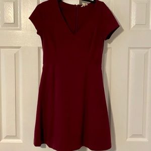 Maison Jules Maroon V Neck Fit & Flare Dress